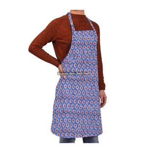 High Quality Custom Design <b>Kitchen</b> <b>Apron</b> Block Printed Cotton Fabric With Vegetable Dye Leaves Pattern Waist Type - Product Image 5