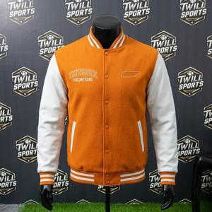 Tennessee Volunteers Varsity <b>Jacket</b> Men's Orange <b>White</b> Sleeve Embroidered Letterman Bomber Autumn Casual Wear - Product Image 2