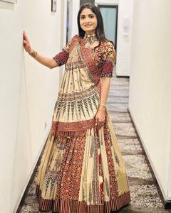 Lehenga Choli de Seda Estampada para Mujer, Ghagra Choli Étnico con Dupatta, para Bodas, Fiestas y Festivales - Product Image 5