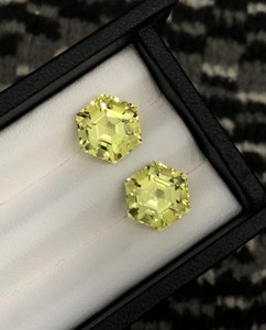 Natural Lemon Quartz Pair Hexagon Cut <b>Matching</b> Loose Gemstones For Jewelry Making Loupe Clean - Product Image 6