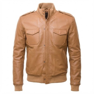 New Breathable & Comfortable Solid Color Customizable Leather Jacket Premium Quality for Men Style With Leather - Product Image 1