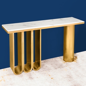 Mesa consola de diseño moderno y estilo lujoso con detalles en latón con pátina de bronce, consola de pasillo de diseño contemporáneo. - Product Image 4