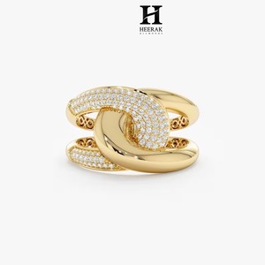 Luxury Lab Grown Diamond Knotted Dome <b>Ring</b> 14K <b>Gold</b> Interlocking Statement Band VVS EF Certified Micro-Pavé Bold <b>Cocktail</b> <b>Ring</b> - Product Image 5