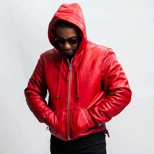 Service OEM, sweat-shirt en cuir véritable sur mesure, matériau en cuir, teinture unie, style vintage, mode hiver, sweat-shirts pour hommes en cuir véritable - Product Image 1