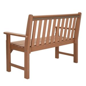 Panca da Patio in HDPE Colore Teak con Schienale Verticale da 49 Pollici - Product Image 5