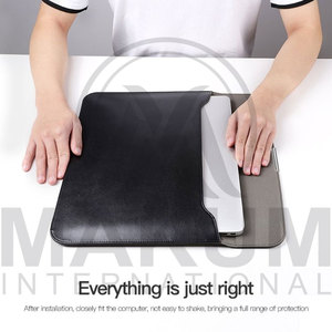 Genuine Leather Brown <b>Laptop</b> <b>Sleeve</b> Case with Magnetic Closure for MacBook and Other <b>Laptop</b> - Product Image 5