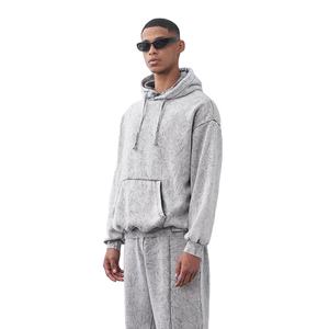 Survêtements pour hommes en molleton 100% coton, lavage à l'acide, épaules tombantes, couleur unie, qualité supérieure, prix avantageux, vente en gros - Product Image 5