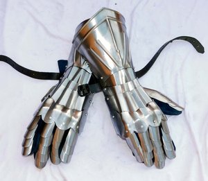 Guantes de Caballero Medieval, Imitación Antigua, Plateados, Redondos, de Acero Sólido, Funcionales - Product Image 5