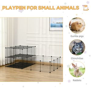 Recinto per Animali Domestici con Motivo a Tinta Unita e Porta, Gabbia per Piccoli Animali per Porcellini d'India e Cincillà, Uso Interno ed Esterno, 69L X 41.5L X 27.5H, Nero - Product Image 4