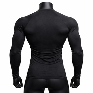 T-shirt de sport décontracté à compression pour hommes, haute qualité, Spandex/Polyester, logo personnalisé, fournisseur OEM, faible MOQ - Product Image 2