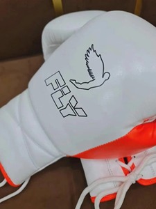 Fly White <b>Lace</b>-up Boxing Gloves PU Leather Training Gear for Adults Unisex Breathable Sparring Equipment - Product Image 2