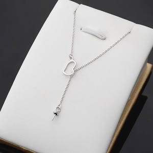 Collier en argent S925 européen et américain pour femmes, accessoires de bricolage avec support creux en perle, chaîne en forme de cœur, apprêts de bijoux - Product Image 5