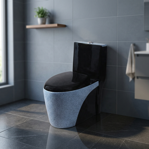 WC monobloc moderne en céramique, à fixation au sol, avec réservoir encastré et double chasse, noir mat, directement de l'usine - Product Image 3
