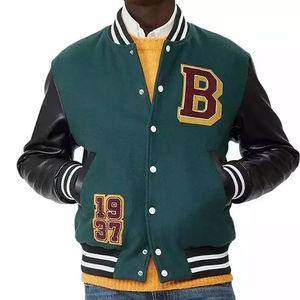 Customized Logo Printed High Quality Men's Winter Varsity Jackets with Plain Dyed Casual Design Stand Collar Low MOQ - Product Image 1