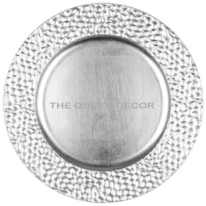 Super Quality Hammered Texture Round Shape Stainless Steel Metal Use Hotel Restaurant Kitchen Table Charger <b>Plates</b> - Product Image 5