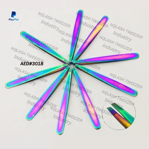 Professional <b>Rainbow</b> Color Eyebrow Tweezers / Lash Flat Tip Beauty Brow Tweezers Stainless Steel Custom Logo - Product Image 1