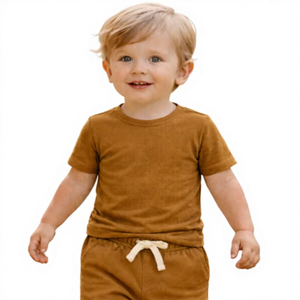 100% Bamboo Baby Boys Solid Top Bottom Set Customized Ultra Soft Breathable Skin Friendly Eco Friendly All-season Infant Outfit - Product Image 1