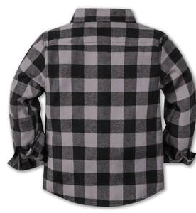Chemise à carreaux décontractée pour enfants en coton 100% de haute qualité pour bébés et tout-petits garçons avec manches longues et poche, respirante et écologique - Product Image 4