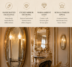 Grand European Venetian Baroque Luxury Wall <b>Sconce</b> Ornate Decorative Wall <b>Light</b> with Elaborate Mirror Detailing, Premium Brass F - Product Image 3