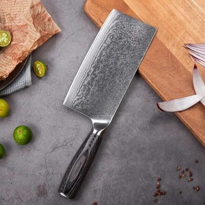 Couteau à hacher artisanal en acier Damas forgé sur mesure avec manche en bois, écologique, lame de 6 à 7,9 pouces, ambidextre - Product Image 1