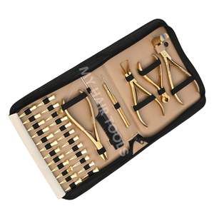 Kit professionnel de pinces pour extensions capillaires dorées, outil de retrait Microlink, peigne de coiffage, pince à sertir plate et clips, boucle de tirage et crochet - Product Image 1