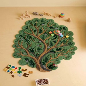 Tapis de jeu moderne Montessori en forme d'arbre, tissé à la main, de luxe, pour chambre d'enfant, tapis de sol éducatif pour bébé, décoration de chambre d'enfant sur le thème de la forêt - Product Image 4