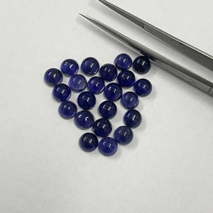 Pierre d'Iolite Naturelle de 7 mm Ronde Cabochon Plat Dos Libre Pierre Précieuse de Haute Qualité Iolite Bleue Pierre Précieuse Bijoux Fins au Prix d'Usine - Product Image 1