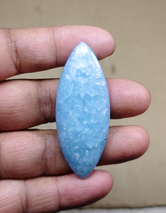 Piedra de Cuarzo Natural Azul Claro con Destellos Blancos, Pulida, Corte Marquesa, Gema Suelta para Joyería, Alba Gems - Product Image 2