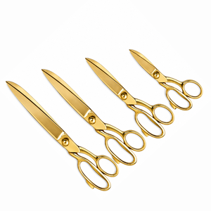 Ciseaux de tailleur dorés en acier inoxydable à bord lisse, qualité DIY, manche métallique, outil de coupe pour tissus et couture - Product Image 3