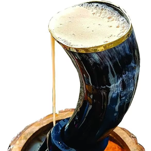 Cuerno Vikingo Auténtico de Calidad, Cuernos Pulidos de la India, Soporte de Exhibición de Mesa con Ágata - Product Image 1