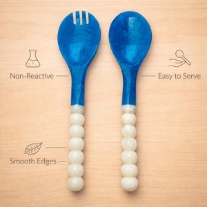 Premium Resin Salad Server <b>Spoon</b> and Fork Set for Restaurants and Parties Stylish Handmade Eco-Friendly Dishwasher Safe - Product Image 2
