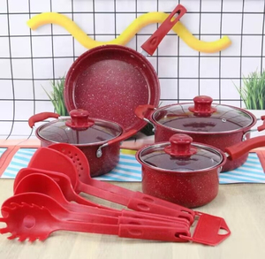 Contemporary Non Stick Cookware Set With Titanium Enhanced Coating Deep Fry <b>Pans</b> Stock <b>Pots</b> <b>And</b> Sauce <b>Pots</b> - Product Image 6
