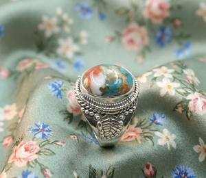 Bague artisanale vintage en argent sterling plaqué or avec turquoise naturelle en forme d'œuf sertie clos, bijou bohème fait main, cadeau - Product Image 6