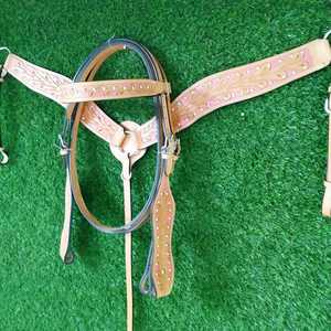 Cuir véritable Western Equestrian Set Horse Headstall Breastplate Indian Riding Studs Wholesale Price Made Horse Bridle Halter - Product Image 1