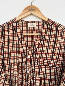 Ensemble de pyjama en coton 100% pour femmes, manches courtes, boutonné, vêtements de nuit, coupe classique, motif à carreaux, vêtements décontractés pour la maison - Product Image 2