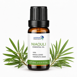 น้ำมันหอมระเหยเมลาลูก้า วิริดิฟลอรา นิอาอูลี บริสุทธิ์ 100% ยี่ห้อ AARNAV สกัดด้วยไอน้ำ ได้รับการรับรองมาตรฐาน GMP ใช้สำหรับฟื้นฟูผิว กระชับผิว และทำสบู่ - Product Image 2