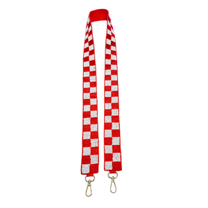 Sangle de sac à main brodée à carreaux orange et blancs, détachable, avec perles, ceinture d'épaule, clip doré, fabricant OEM ODM, vente en gros - Product Image 6