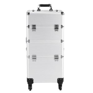Valigetta per Cosmetici 3 in 1 in Alluminio e PVC, Resistente all'Acqua, Formato XL per Viaggi, con Logo e Motivo a Diamanti - Product Image 6