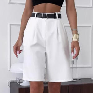 Enyami Pantalones Cortos de Verano para Mujer, Estilo Bermuda, Casual, de Pierna Ancha, Plisados, Elegantes, con Bolsillos - Product Image 4