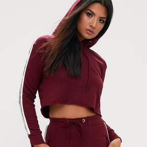 Nouveau design – Sweat à capuche court pour femme, manches longues, polaire, séchage rapide, léger, grandes tailles, motif uni - Product Image 5