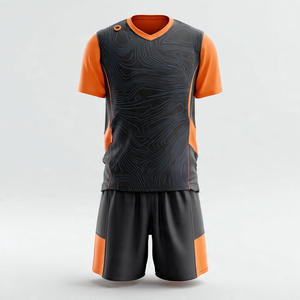 Ensemble maillot et short de volley-ball personnalisé, col en V, 100% polyester, unisexe - Product Image 5