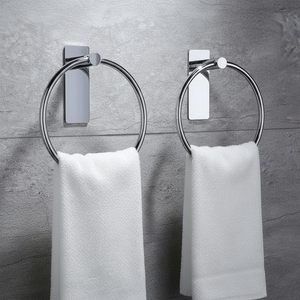 Anneau porte-serviettes auto-adhésif en acier inoxydable pour fixation murale de salle de bain, support de serviettes de toilette anti-rouille, accessoires de salle de bain modernes - Product Image 5
