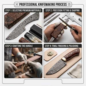 Cuchillo EDC de Acero de Damasco Hecho a Mano para Caza y Bushcraft, Hoja en Bruto para Fabricación de Cuchillos DIY, Componente Directo de Fábrica para Fabricantes - Product Image 5