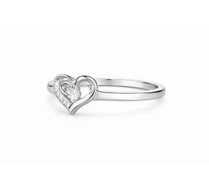 Bague double cœur en argent sterling 925 pour femme, pierres en zircone, parfaite pour les cadeaux de mariage et d'anniversaire, élégante bague en argent - Product Image 1