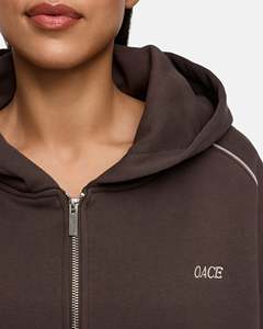 เสื้อฮู้ดซิปผู้หญิงแบบสั่งทำพิเศษ OEM ทรงโอเวอร์ไซส์ แต่งขอบตัดสี ซิปแบบลำลอง ผ้าฟลีซเนื้อนุ่ม ระบายอากาศได้ดี ผลิตจากผ้าฝ้าย 100% - Product Image 4