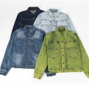 Top Fashion OEM Casual Unisex Vintage Washed Denim <b>Jackets</b> <b>Long</b> Sleeve Pocket Custom Logo Regular Fitted Printed <b>Winter</b> Letter - Product Image 1