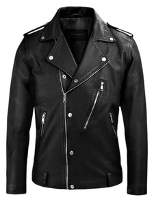 Chaqueta de Cuero Negra Estilo Motero Beast - Product Image 1