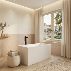 Baignoire autoportante rectangulaire ergonomique intégrée moderne FW-5525D-35 en acrylique durable pour usage intérieur - Product Image 2