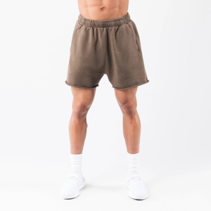 กางเกงขาสั้นผ้าฝ้ายแท้ 100% ล้างสีแบบแอซิดวอช สำหรับผู้ชาย แห้งเร็ว สไตล์ฮิปฮอป สตรีทแวร์ วินเทจ ลุคซันเฟด พิมพ์ลายพัฟฟ์ - Product Image 1