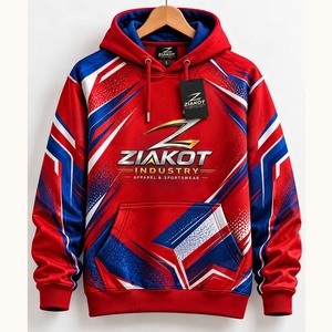 Sudadera con Capucha Deportiva Roja Personalizada de la Marca Ziakot Industry, Venta al Por Mayor Directa - Product Image 1